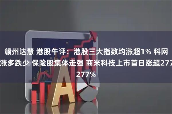 赣州达慧 港股午评：港股三大指数均涨超1% 科网股涨多跌少 保险股集体走强 商米科技上市首日涨超277%